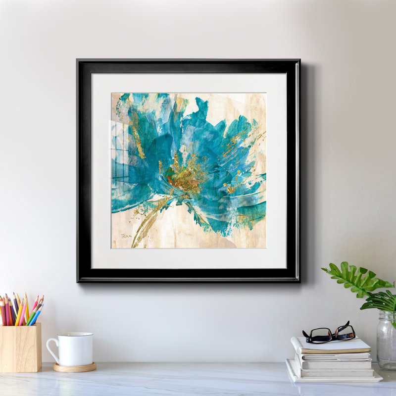 Infusion bleue I - Cadre photo, reproduction d'art sur papier, Papier encadré noir, H 26,5 po x l 26,5 po x P 1,5 po