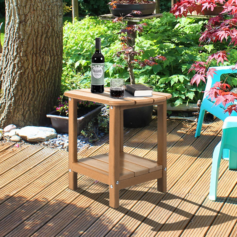 Table d'appoint d'extérieur, table de bout Adirondack à 2 niveaux, Teck
