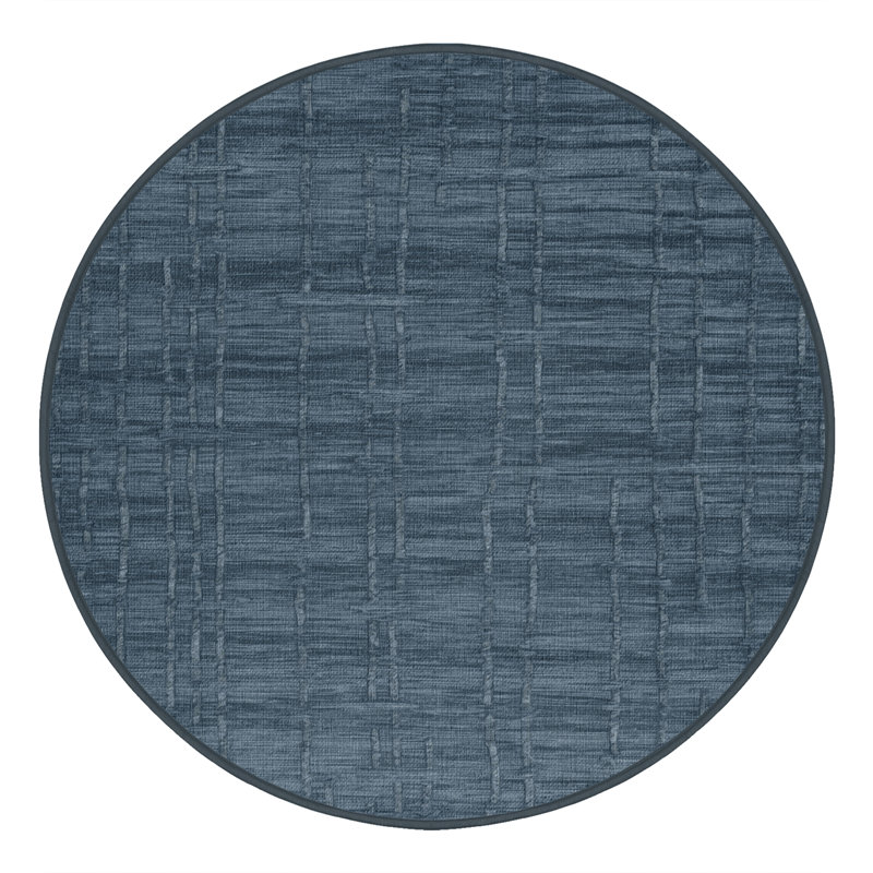 Machine Washable Abstract Gray Area Rug, Round 8'