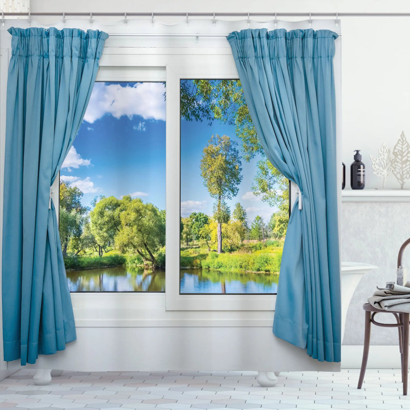Shower Curtain with Hooks Included, 69" H x 105" W