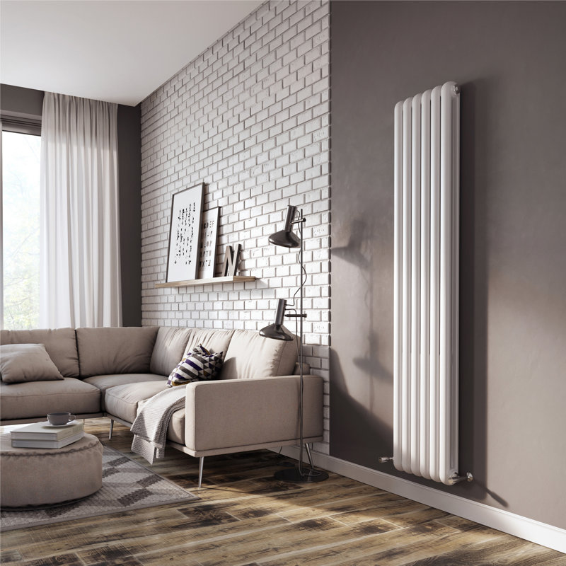 Purcell Vertical Double Panel Radiator, White, 180cm H x 38cm W x 10cm D