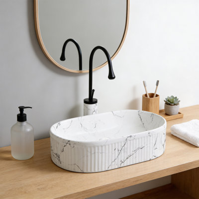 Lavabo vasque de salle de bain 19 "avec robinet, ensemble de drain