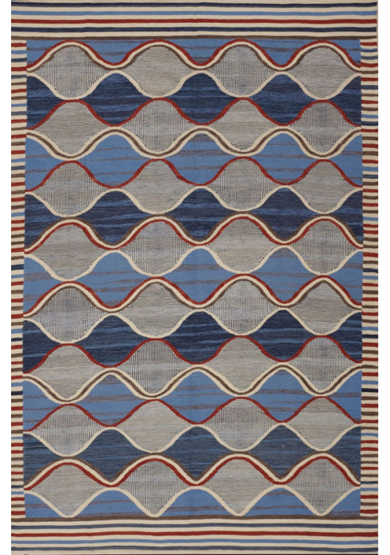 Striped Area Rug in Gray/Blue