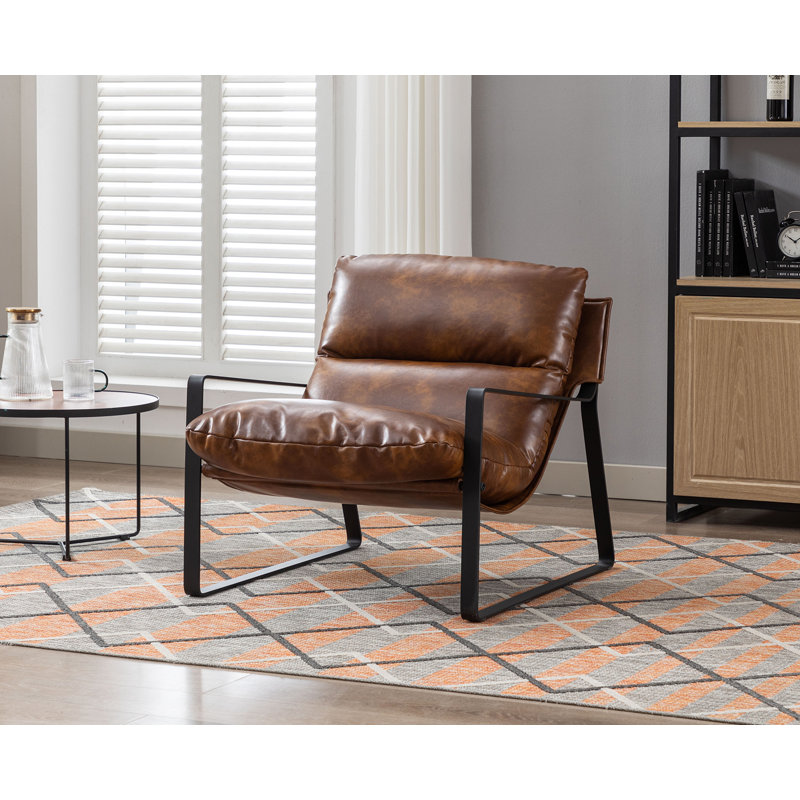 Fauteuil l 29,75 po Gerani, Similicuir brun