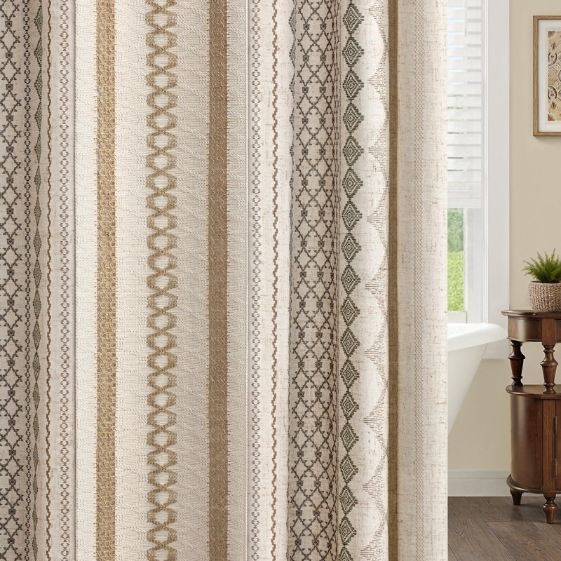 Rideau de douche Boho Linen, Damas brun