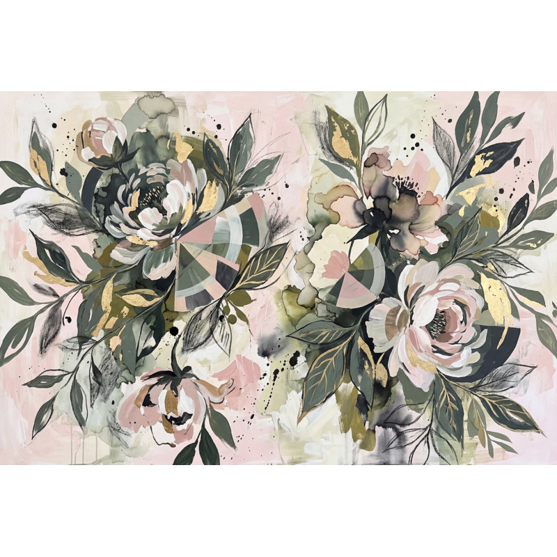 Décoration murale moderne à grande échelle avec aquarelle botanique amovible, 140 po x 108 po, Non-Woven Nonpasted