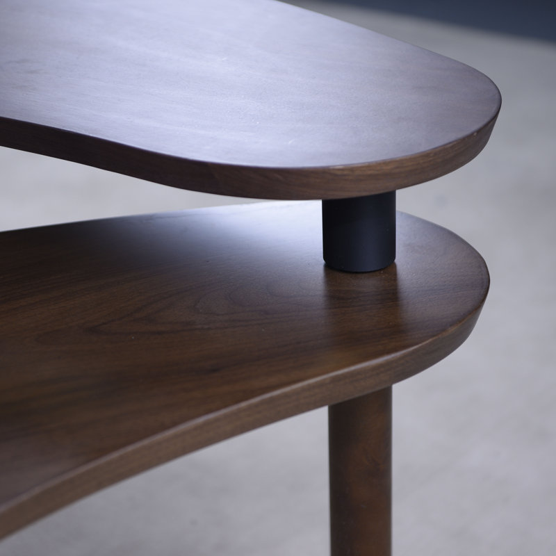 Table basse gigogne moderne avec plateau en placage de chêne