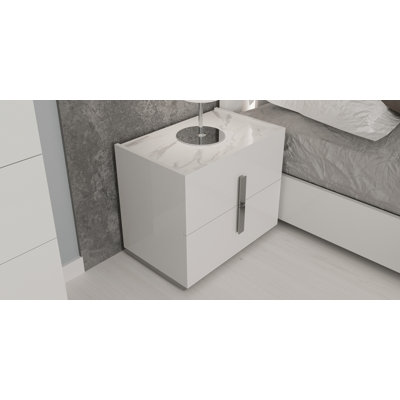 Luna Marble-Top Modern Nightstand