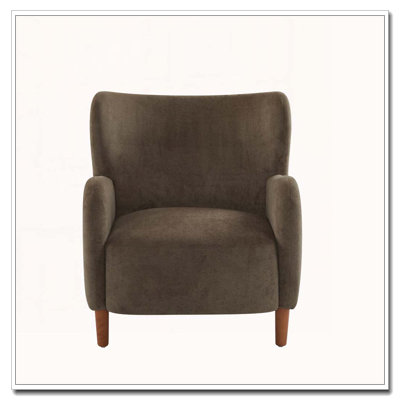 Velvet Upholstered Wingback Club Chair