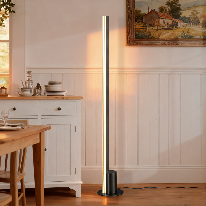 Eliette 55" Modern LED Column Corner Floor Lamp, 4-Levels Dimmable Touch Control Standing Lamp with Satin Dark-grey Finish for Living Room, Bedroom, Home Office