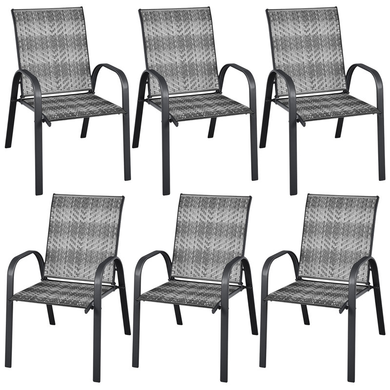 Fauteuil de patio empilable Zukowski, Gris foncé