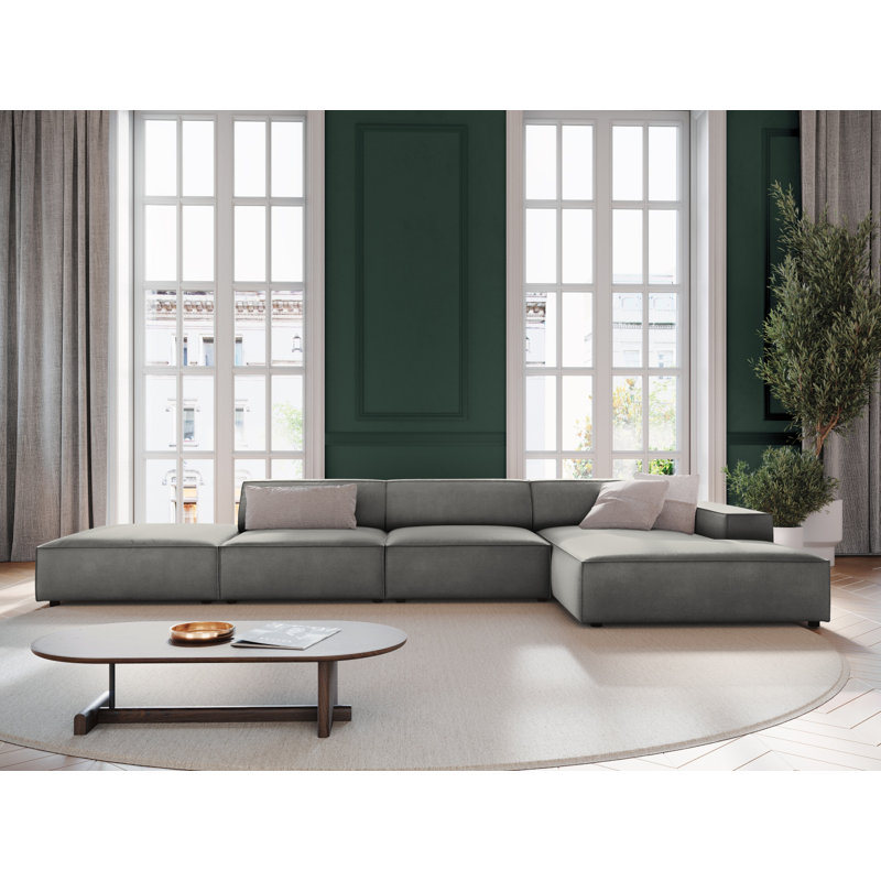 Jodie 5 Seater Corner Sofa, Grey, Right Hand Facing