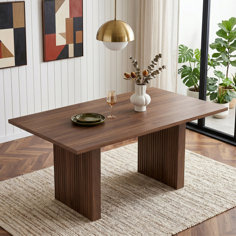 Simple Style Extendable Rectangular Dining Table for 6-8 People