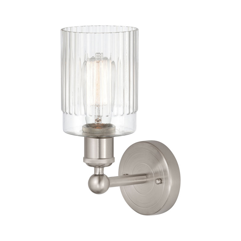 Applique murale à bras 1 lumière Kamena, Transparent, Nickel satiné brossé