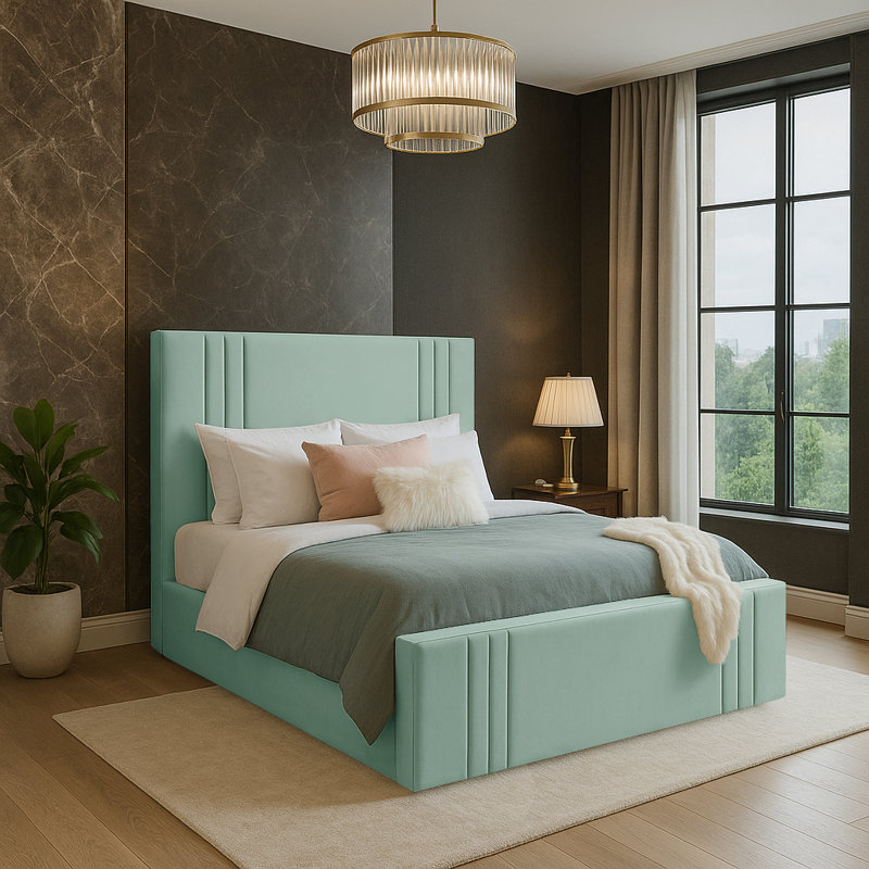 Mishayla Storage Bed, 135 x 190 cm, Duck Egg