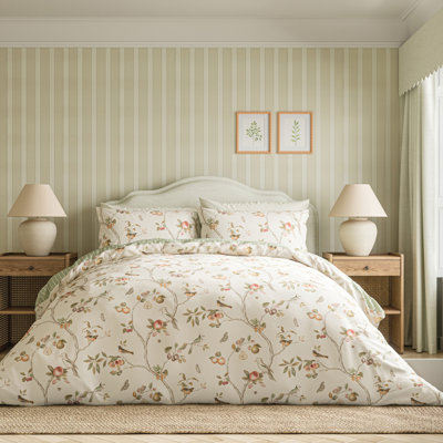 Fruit Aviary Cotton Floral Duvet Cover Set