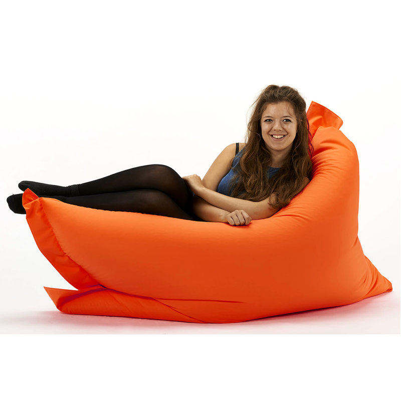 Bean Polyester Outdoor Friendly Refillable Bean Bag Chair & Lounger, Orange