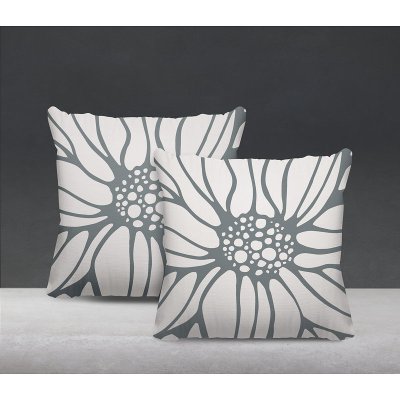 Housse et insert de coussin décoratif intérieur / extérieur en mélange de polyester, L 17 po x H 17 po, Gris