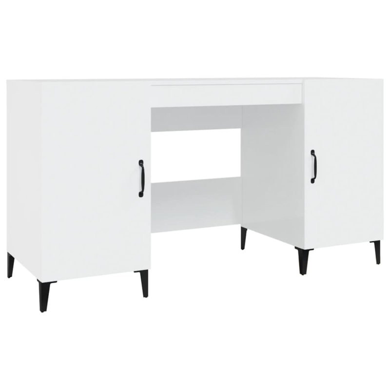 140Cm W Rectangular Computer Desk, High Gloss White