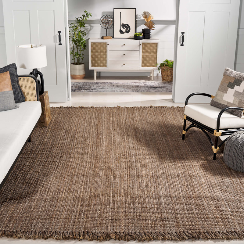 Keshawnda Natural Fiber Hand Loomed Jute Pile Solid Color Rug, Rectangle 8' x 10'