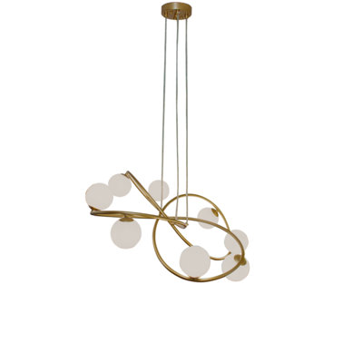 Luminaire suspendu 8 lumières Opalite Gold