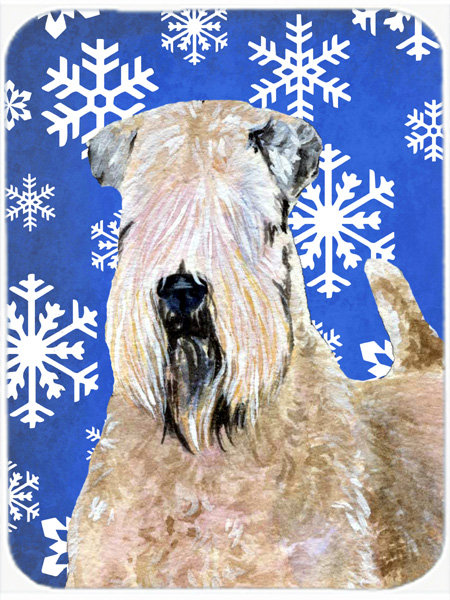 Planche à découper en verre terrier blé à revêtement doux à aile de fêtes Ashlynn, Bleu / Blanc