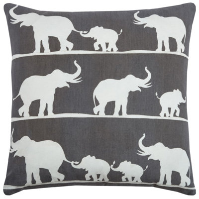 Gray And White Elephant Parade Down Filled Throw Pillow Throw Pillow
