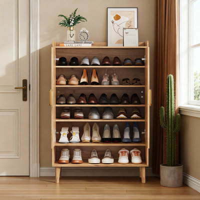 Modern Shoe Storage Cabinet with 6 Tier Adjustable Shelves, Space-Saving 24 Pairs Shoe Organizer for Entryway & Hallway