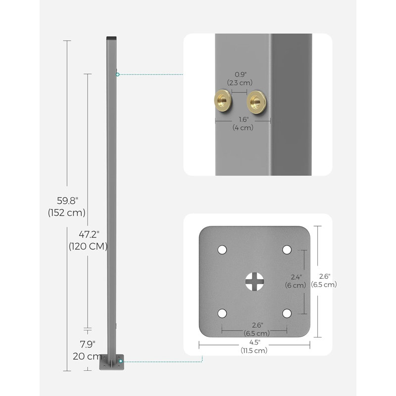 Songmics 11.5 cm W x 11.5 cm D Steel Freestanding Awning