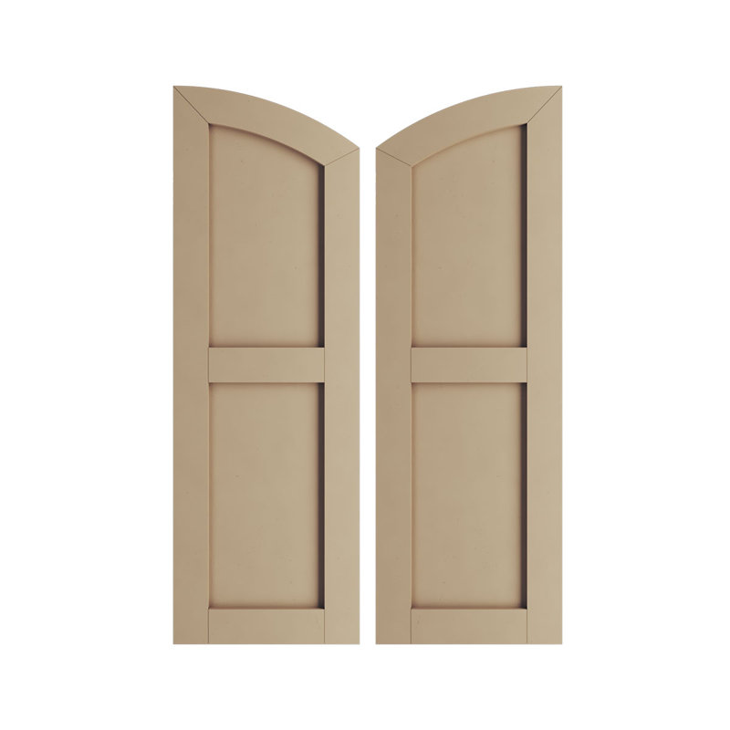 Timberthane deux panneaux plats égaux avec volets elliptiques en faux bois (par paire), Texture lisse / brun clair apprêté