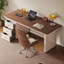 Bureau à 3 tiroirs brun noyer + blanc massif + bois manufacturé-1496532280-1496532282