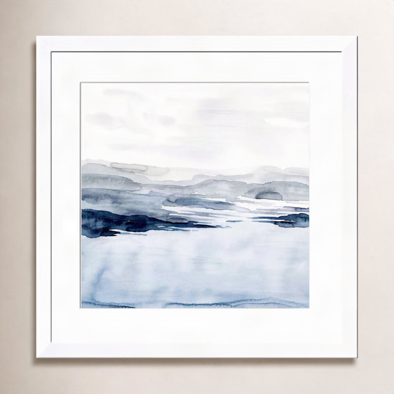 «Faded Horizon I» par Grace Popp - peinture encadrée, H 17,8 po x l 17,8 po x P 1,18 po, Blanc