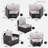 9-piece Outdoor Half-moon Wicker Conversation Sets With 1 Nesting Coffee Table And Tempered Glass Top