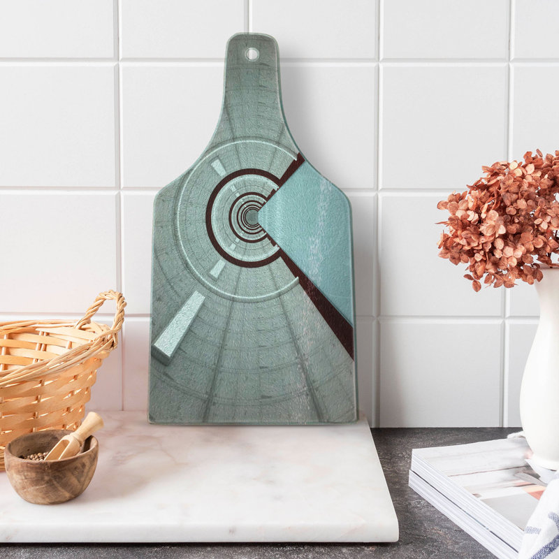 Futuristic Grey Tempered Glass Rectangular Cutting Board