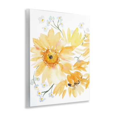 Art mural jaune avec fleurs brossées par Amanda Cook