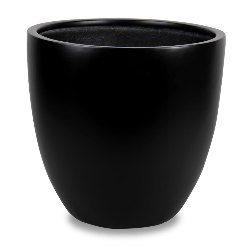 Pot à fleurs en fibre de verre Aygul, Noir, H 19 po x l 19 po x P 19 po