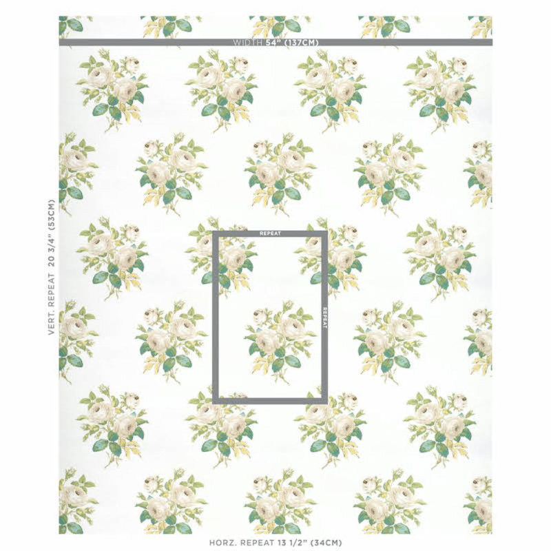 Loudon Rose Wallpaper, Ivory