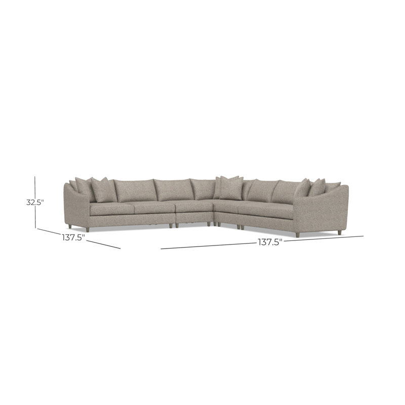 Bernhardt Joli 5-Piece Fabric Sectional, 32.5" H x 137.5" W x 137.5" D, Beige/Tan Polyester