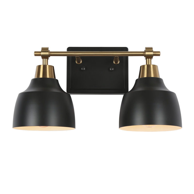 Luminaire de salle de bain à 2 lumières à intensité variable noir / laiton à intensité variable de 14,5 po Escarment Certifié ETL