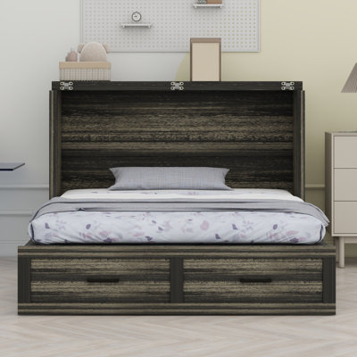 Murphy Bed Cabinet With Charging Station, Multi-Functional Foldable Platform Bed With 1 Large Storage Drawer by George Oliver