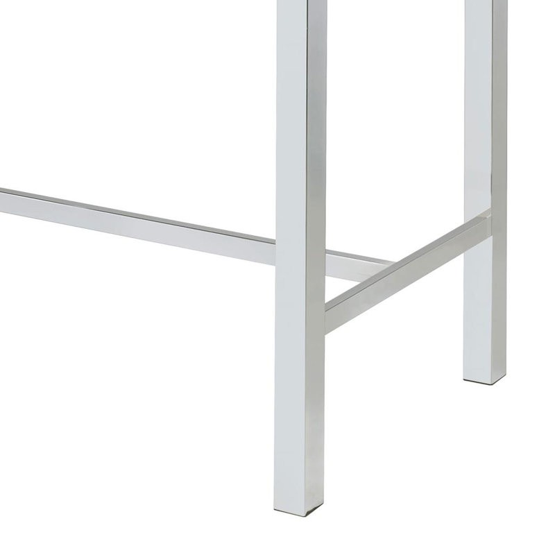 Contemporary Silver Glass Top Rectangular Bar Table