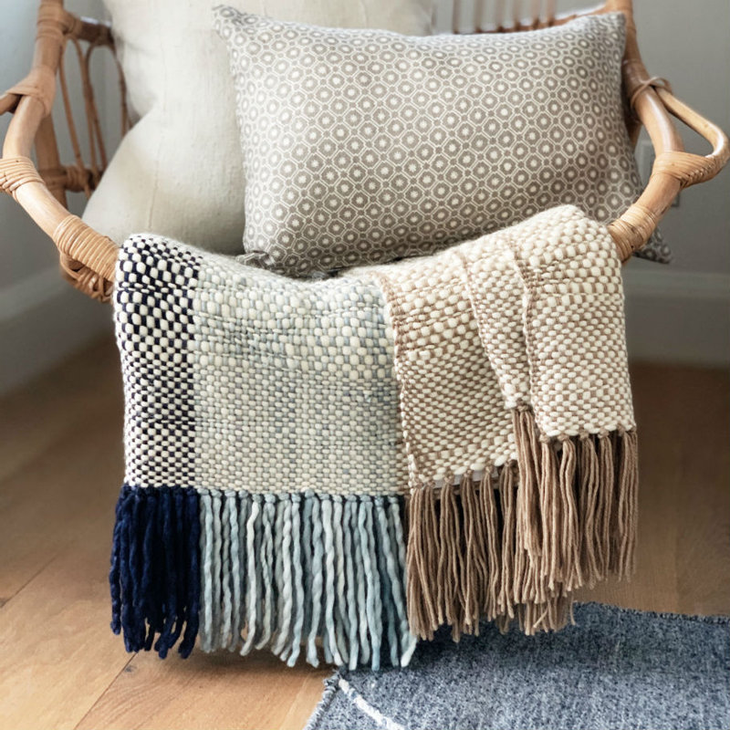 Ushuaia Hand Woven Throw Blanket, Navy