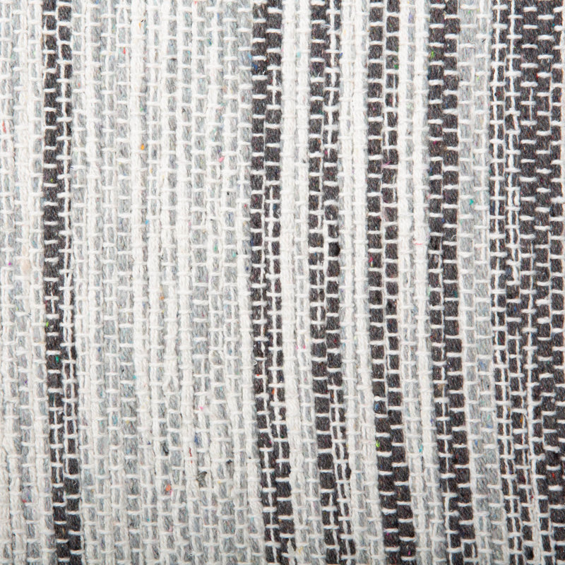 Tapis gris rayé en coton Winnsboro