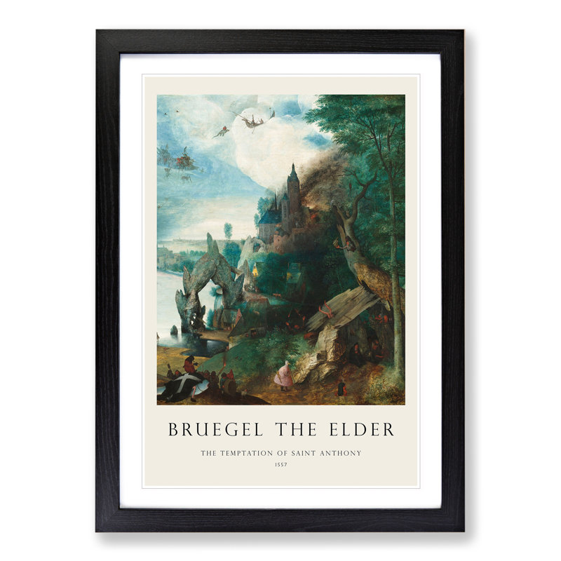 The Temptation of Saint Anthony by Pieter Bruegel the Elder - Picture Frame Painting, 65cm H x 48cm W x 2cm D, Black Framed
