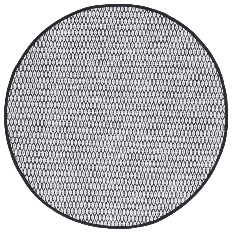 Modena Handwoven Cotton Geometric Area Rug , Round 6'