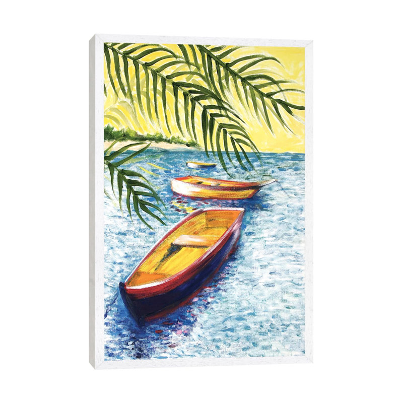 Caribboats II 1 Piece Wall Art on Canvas, 66.04 cm H x 45.72 cm W, White Framed