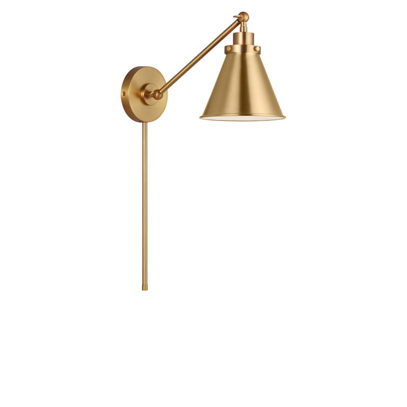 Wellfleet One-Arm Cone Sconce, Midnight Black, Burnished Brass