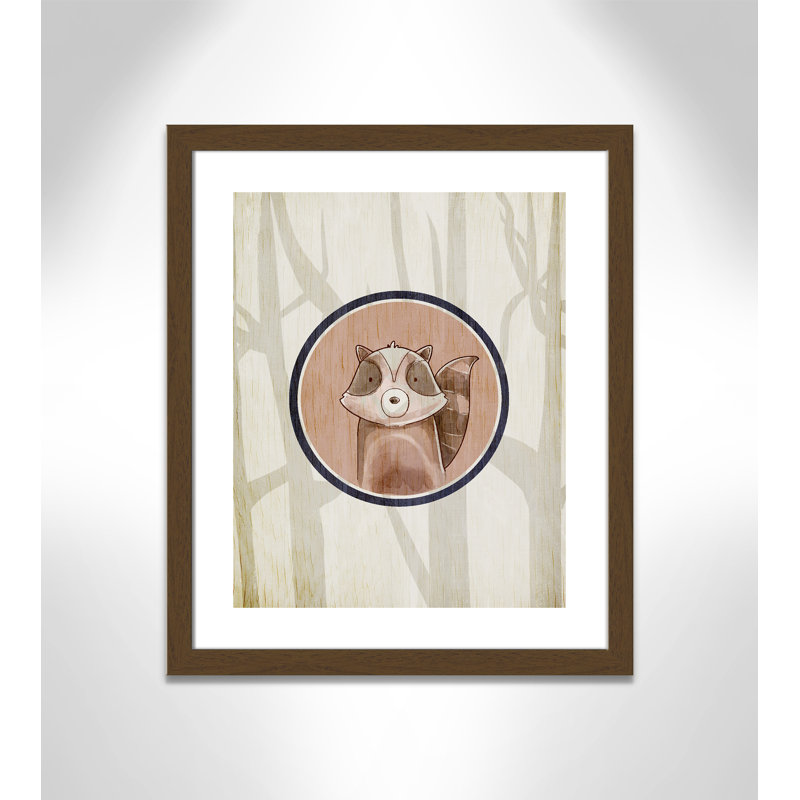 Animaux de la forêt, impression sur papier 1 pi, Encadré plat noyer, H 24,5 po x l 20,5 po x P 0,6 po