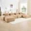Canapé d'angle modulaire en forme de U avec revêtement en velours côtelé, multi-angles et repose-pieds incurvé, couleur camel, mousse haute densité 32D, respirant et réglable.