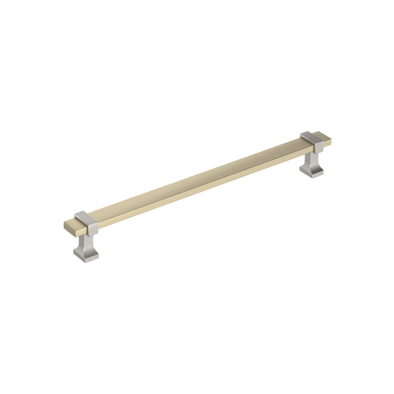 Overton 8-13/16 Inch Brushed Matte Black and Polished Chrome Bar Pull